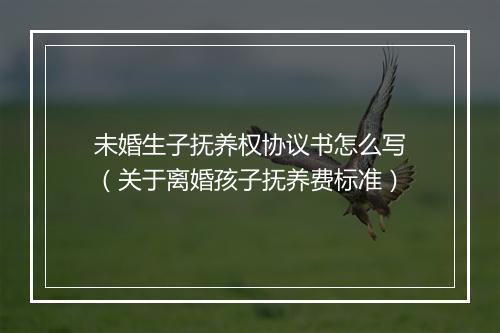 未婚生子抚养权协议书怎么写（关于离婚孩子抚养费标准）