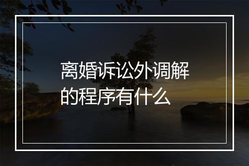 离婚诉讼外调解的程序有什么