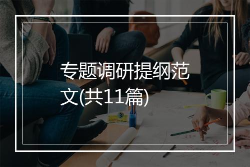专题调研提纲范文(共11篇)