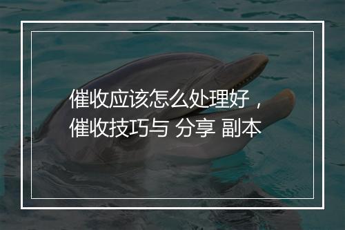 催收应该怎么处理好， 催收技巧与 分享 副本