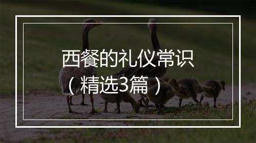 西餐的礼仪常识（精选3篇）
