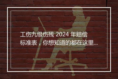 工伤九级伤残 2024 年赔偿标准表，你想知道的都在这里！