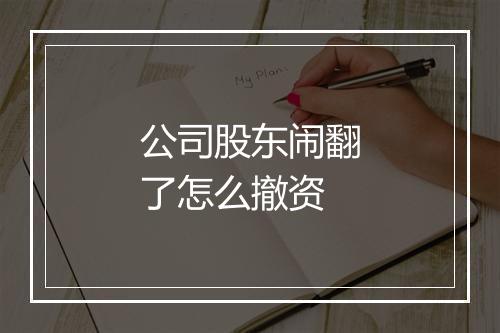 公司股东闹翻了怎么撤资