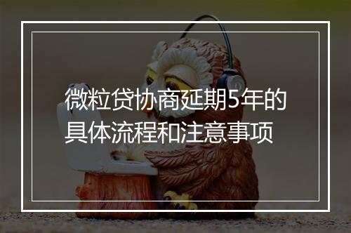 微粒贷协商延期5年的具体流程和注意事项