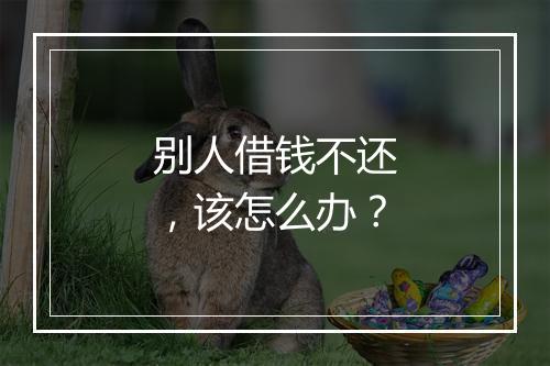 别人借钱不还，该怎么办？
