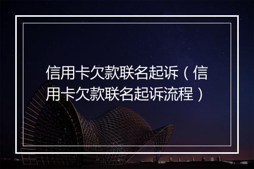 信用卡欠款联名起诉（信用卡欠款联名起诉流程）