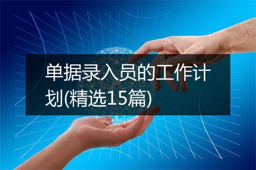 单据录入员的工作计划(精选15篇)