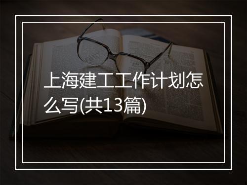 上海建工工作计划怎么写(共13篇)