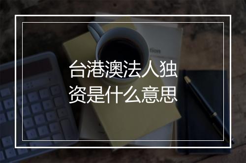 台港澳法人独资是什么意思