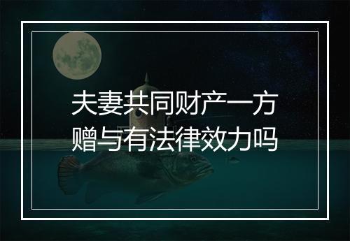 夫妻共同财产一方赠与有法律效力吗