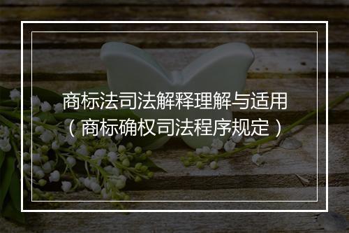 商标法司法解释理解与适用（商标确权司法程序规定）