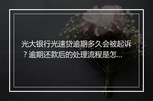 光大银行光速贷逾期多久会被起诉？逾期还款后的处理流程是怎样的？