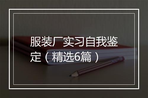 服装厂实习自我鉴定（精选6篇）