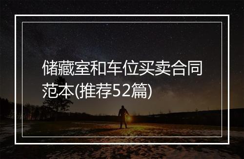 储藏室和车位买卖合同范本(推荐52篇)