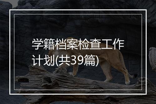 学籍档案检查工作计划(共39篇)