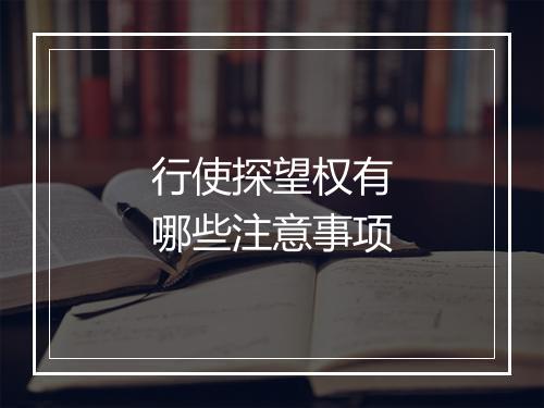 行使探望权有哪些注意事项