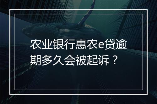 农业银行惠农e贷逾期多久会被起诉？