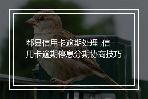郫县信用卡逾期处理 ,信用卡逾期停息分期协商技巧