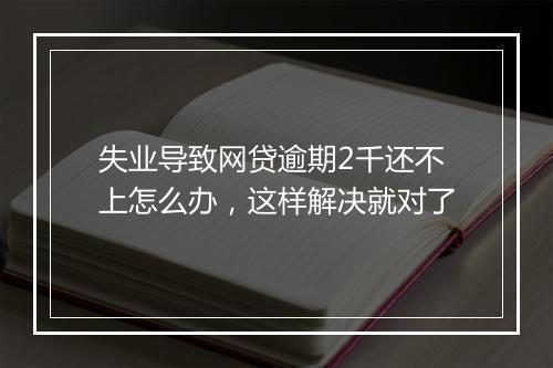 失业导致网贷逾期2千还不上怎么办，这样解决就对了