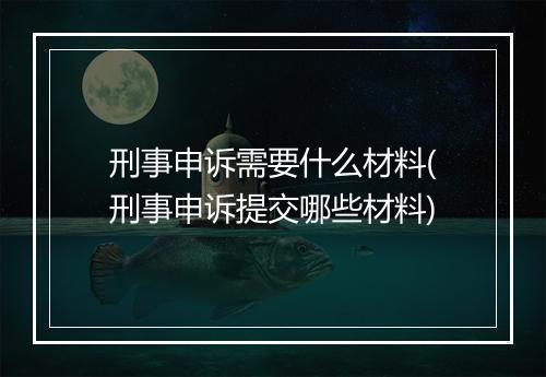 刑事申诉需要什么材料(刑事申诉提交哪些材料)