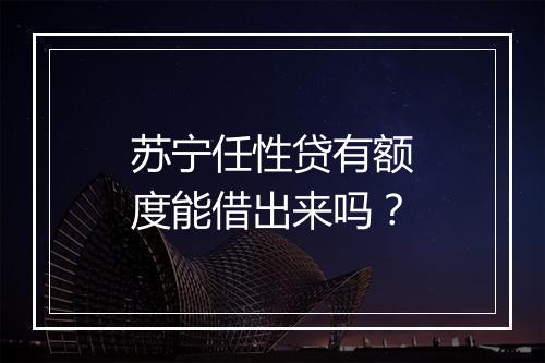 苏宁任性贷有额度能借出来吗？