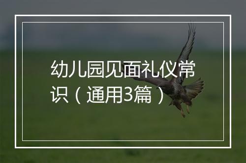 幼儿园见面礼仪常识（通用3篇）