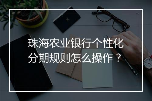 珠海农业银行个性化分期规则怎么操作？