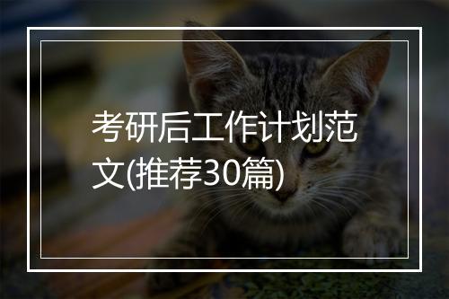 考研后工作计划范文(推荐30篇)