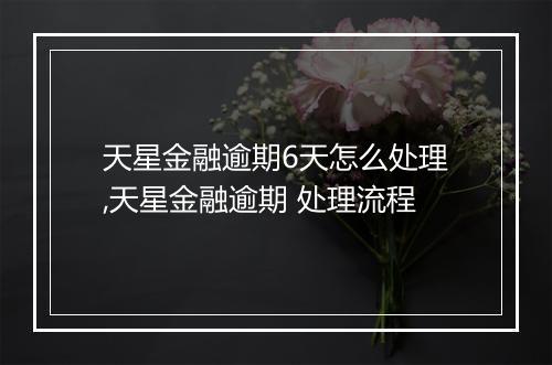 天星金融逾期6天怎么处理,天星金融逾期 处理流程