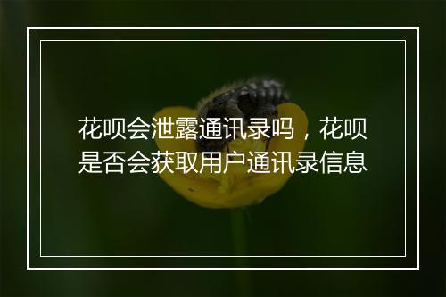 花呗会泄露通讯录吗，花呗是否会获取用户通讯录信息