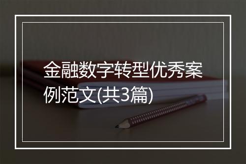 金融数字转型优秀案例范文(共3篇)
