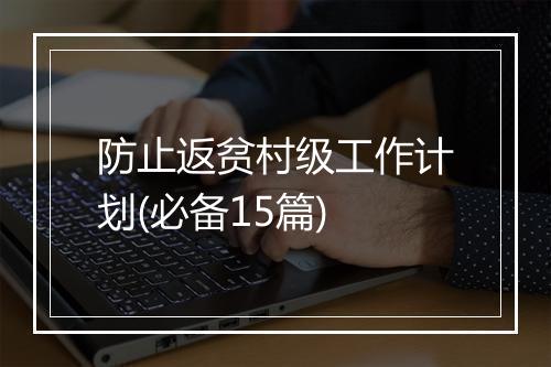 防止返贫村级工作计划(必备15篇)