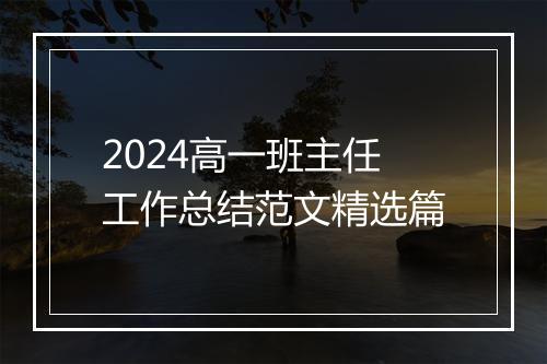 2024高一班主任工作总结范文精选篇