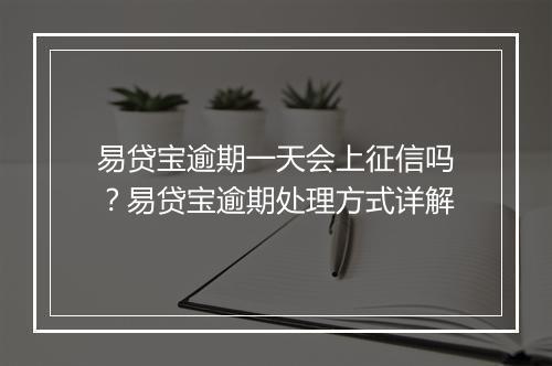 易贷宝逾期一天会上征信吗？易贷宝逾期处理方式详解