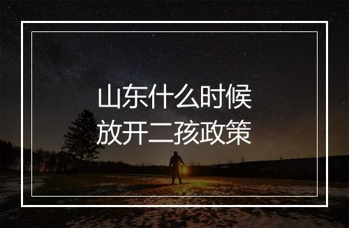 山东什么时候放开二孩政策