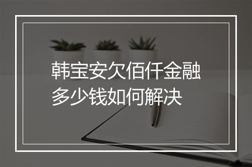 韩宝安欠佰仟金融多少钱如何解决