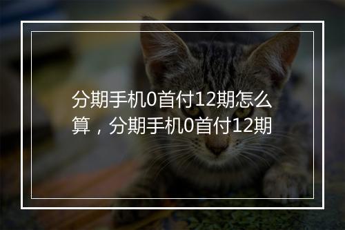 分期手机0首付12期怎么算，分期手机0首付12期