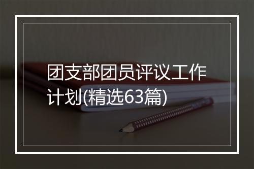 团支部团员评议工作计划(精选63篇)