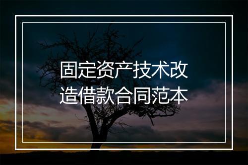 固定资产技术改造借款合同范本