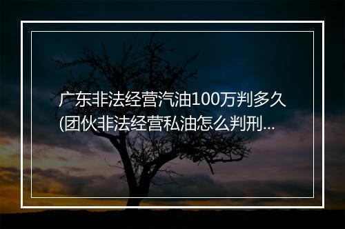 广东非法经营汽油100万判多久(团伙非法经营私油怎么判刑)
