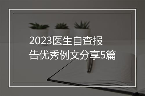 2023医生自查报告优秀例文分享5篇