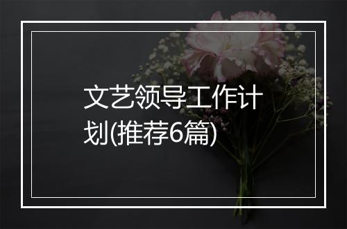 文艺领导工作计划(推荐6篇)