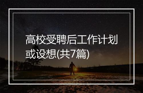 高校受聘后工作计划或设想(共7篇)
