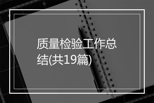 质量检验工作总结(共19篇)