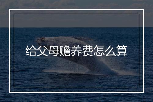给父母赡养费怎么算