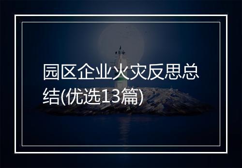 园区企业火灾反思总结(优选13篇)