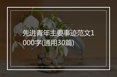 先进青年主要事迹范文1000字(通用30篇)