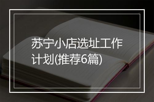 苏宁小店选址工作计划(推荐6篇)