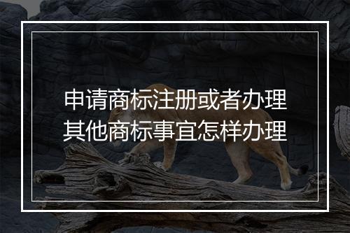 申请商标注册或者办理其他商标事宜怎样办理