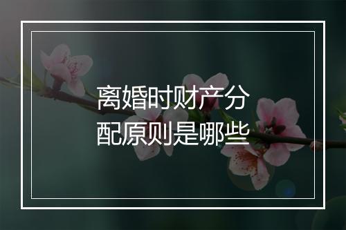 离婚时财产分配原则是哪些